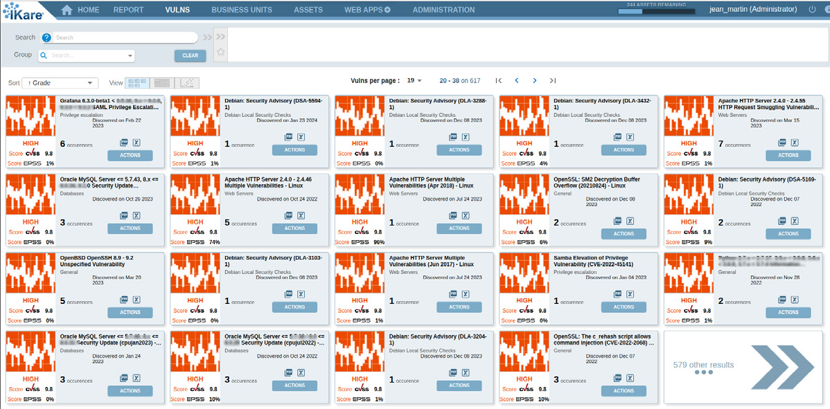 scanner de vulnérabilités Ikare – Interface vuln