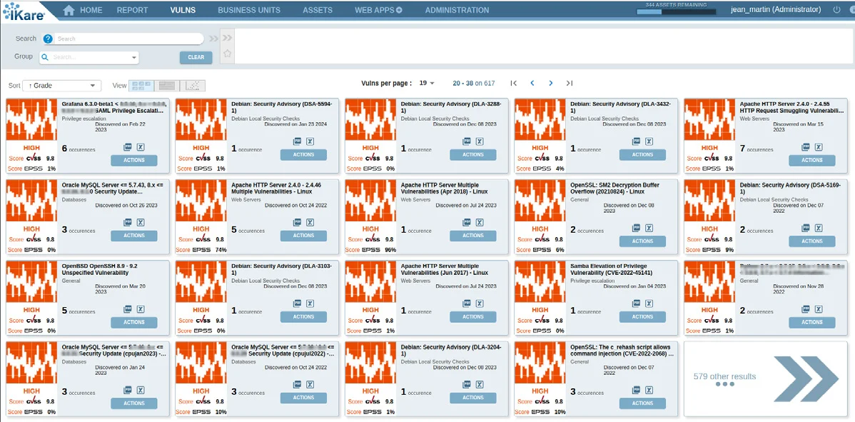 scanner de vulnérabilités Ikare – Interface vuln